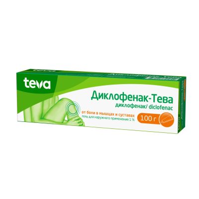 Лот: 23711348. Фото: 1. Диклофенак-Тева гель 1% 100г. Лекарства