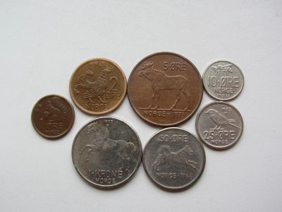 Лот: 6528359. Фото: 1. Норвегия , набор из 7 монет 1958-1973... Европа