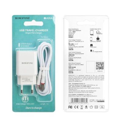 Лот: 22150663. Фото: 1. СЗУ BOROFONE BA-20A 1*USB+Micro... Зарядные устройства, блоки питания, адаптеры сетевые для смартфонов