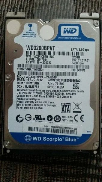 Лот: 4831011. Фото: 1. WD3200BPVT. Жёсткие диски (HDD)
