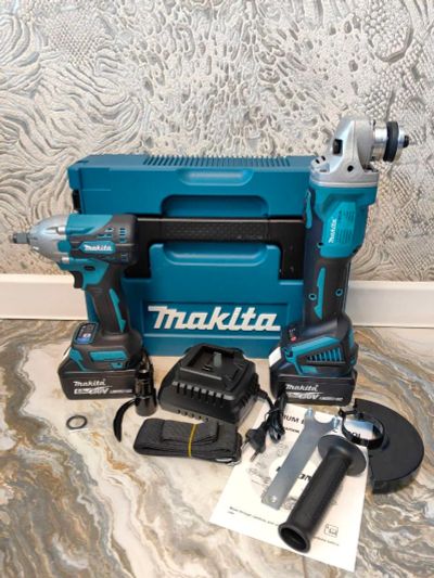 Лот: 25052600. Фото: 1. Набор 2 в 1 УШМ + Гайковерт Makita... Электроинструмент