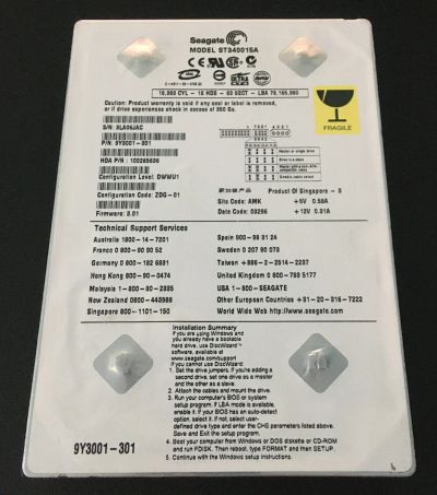 Лот: 16026349. Фото: 1. Жесткий диск HDD IDE Seagate ST340015A... Жёсткие диски (HDD)