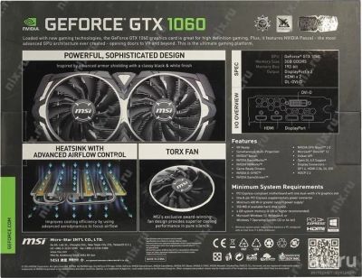 Лот: 12094228. Фото: 1. Видеокарта MSI GeForce GTX 1060... Видеокарты