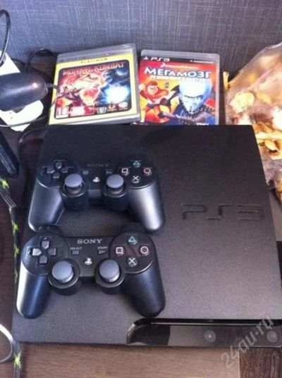 Лот: 2908798. Фото: 1. PS3+2 джойстика дуалшок 3 оригинал... Игровые приставки, консоли