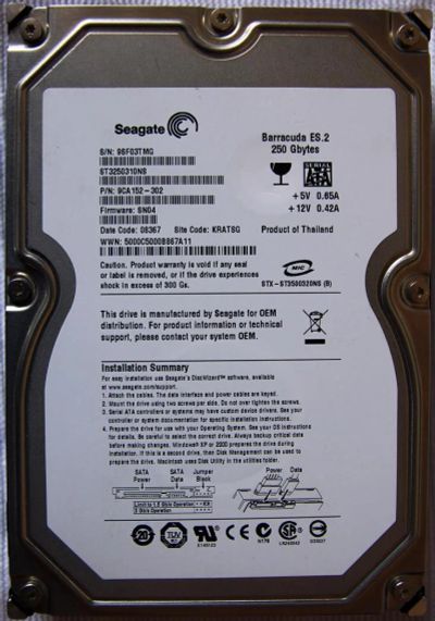 Лот: 3946258. Фото: 1. Seagate Barracuda ES.2 ST3250310NS... Жёсткие диски (HDD)