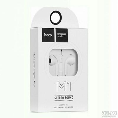 Лот: 13175280. Фото: 1. Гарнитура Hoco M1 4pin 1.1м белая... Наушники, гарнитуры