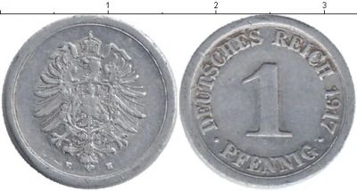 Лот: 3683851. Фото: 1. 1 пфенниг 1917 года. Германия и Австрия