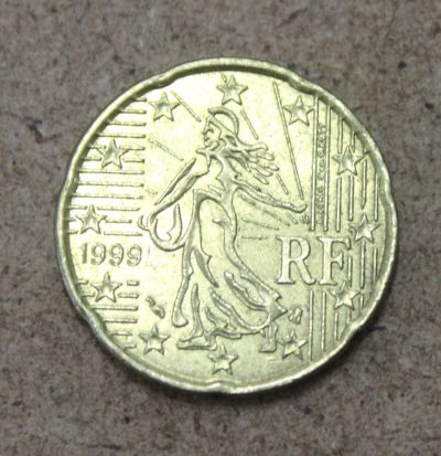 Лот: 21765355. Фото: 1. Франция 20 евроцентов 1999 года... Европа