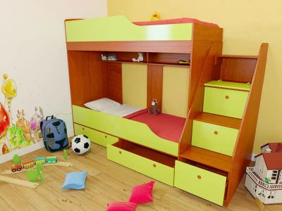 Лот: 9008819. Фото: 1. Двухъярусную кровать б/у с ящиками... Детские кровати и кроватки