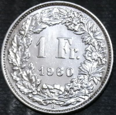 Лот: 15213802. Фото: 1. Швейцария. 1 франк. 1960 год... Остальные страны