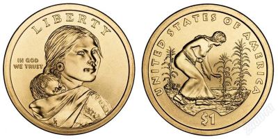 Лот: 1839572. Фото: 1. 1 доллар сша индианка (три сестры... Америка