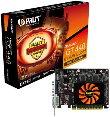 Лот: 4513982. Фото: 1. Palit GeForce GT 440 с 512 МБ... Видеокарты