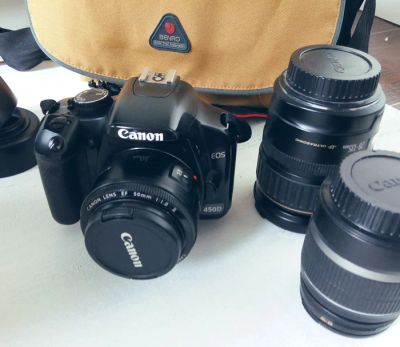 Лот: 11411330. Фото: 1. Canon EOS 450D Kit + Объектив... Цифровые зеркальные