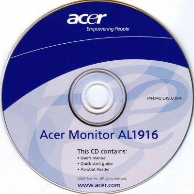 Лот: 8534465. Фото: 1. Acer Monitor AL1916 - CD с программами. Другое (игры, программное обеспечение)