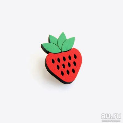 Лот: 13068055. Фото: 1. Деревянный значок "Клубника". Бижутерия ручной работы
