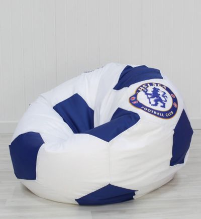 Лот: 15999960. Фото: 1. Кресло мяч бело-синий, Размер... Кресла-мешки