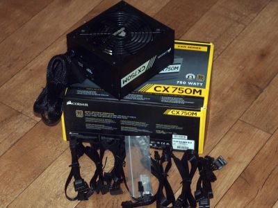 Лот: 10726738. Фото: 1. Мощный модульный Corsair CX750M... Корпуса, блоки питания