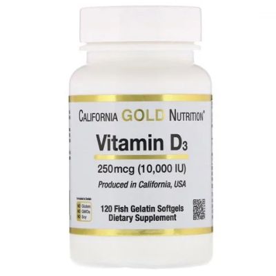 Лот: 15465620. Фото: 1. Витамин D3, California Gold Nutrition... Спортивное питание, витамины