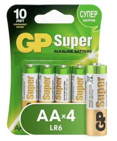 Лот: 21723575. Фото: 1. Батарейка GP LR06 BL-4 Super Alkaline. Батарейки, аккумуляторы, элементы питания