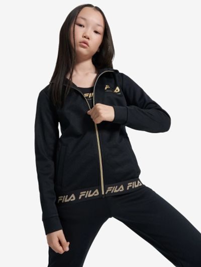 Лот: 25536333. Фото: 1. Толстовка для девочек FILA, Черный. Легкие куртки, толстовки