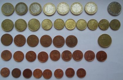Лот: 7900950. Фото: 1. Монеты евро, из обращения. Европа
