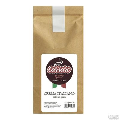 Лот: 13146361. Фото: 1. Кофе в зернах Carraro Crema Italiano... Чай, кофе, какао
