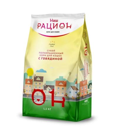 Лот: 13951384. Фото: 1. Наш Рацион Говядина 1,5кг сухой... Корма