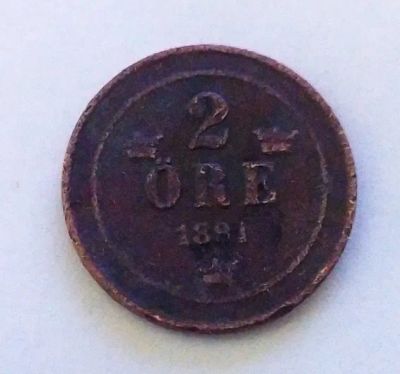 Лот: 24765394. Фото: 1. Швеция 2 эре 1891. Европа