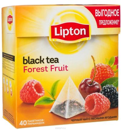 Лот: 11429041. Фото: 1. Чай черный Lipton с лесными ягодами... Корма