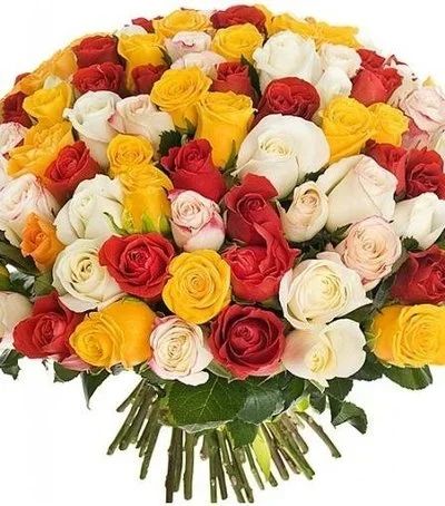 Лот: 4737629. Фото: 1. Букет из 101 разноцветной розы... Свежие цветы