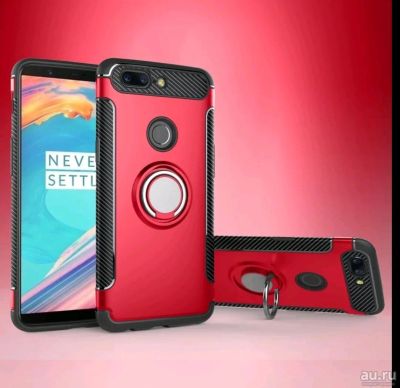 Лот: 13593170. Фото: 1. Чехол one plus 5t красный с кольцом... Чехлы, бамперы