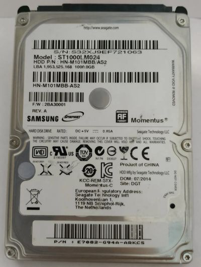Лот: 19462625. Фото: 1. Жесткий диск 1Тб Seagate ST1000LM024. Жёсткие диски (HDD)