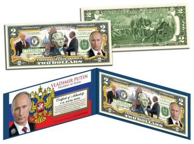 Лот: 8429212. Фото: 1. Банкнота 2 доллара США Путин,2015г. Америка