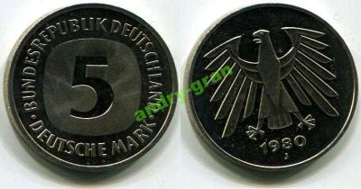 Лот: 6007007. Фото: 1. 0243 Германия 5 марок АЦ 1980... Германия и Австрия