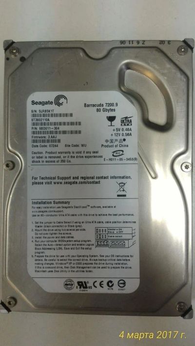 Лот: 9174875. Фото: 1. Жесткий диск Seagate ST3802110A... Жёсткие диски (HDD)