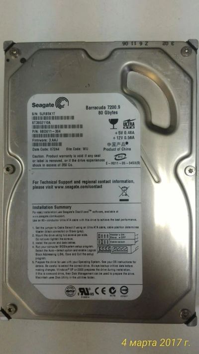 Лот: 9174875. Фото: 1. Жесткий диск Seagate ST3802110A... Жёсткие диски