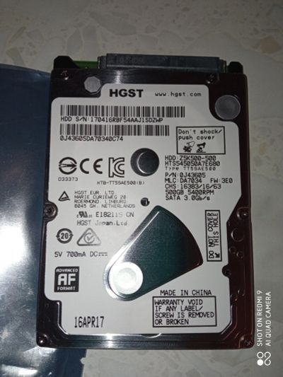 Лот: 16707280. Фото: 1. Жесткий диск Hitachi 500Гб 2.5... Жёсткие диски (HDD)