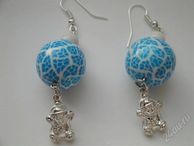 Лот: 670214. Фото: 1. Изделия из полимерной глины,серьги... Серьги, каффы