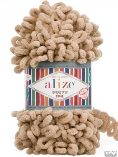 Лот: 18474236. Фото: 1. Пряжа Ализе Пуффи Файн Alize Puffy... Ткани, нитки, пряжа