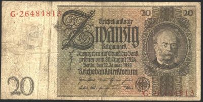 Лот: 3211022. Фото: 1. 20 марок * германия * 1929 год... Германия и Австрия