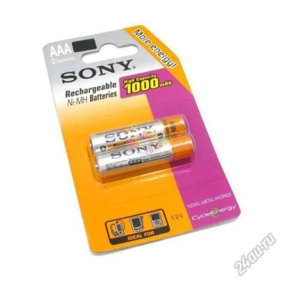 Лот: 5548536. Фото: 1. Аккумулятор AAA SONY 1000 mAh... Аккумуляторы, зарядные