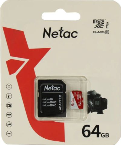 Лот: 24948558. Фото: 1. Карта памяти MicroSDXC 64Gb Netac... Карты памяти