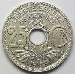 Лот: 210489. Фото: 1. Франция. 25 сантим 1939г. Европа