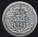 Лот: 12324051. Фото: 1. 25 центов 1941 г. Нидерланды... Европа