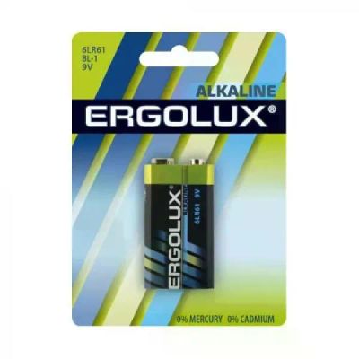 Лот: 24572743. Фото: 1. Батарейка Ergolux Alkaline 6LR61... Батарейки, аккумуляторы, элементы питания