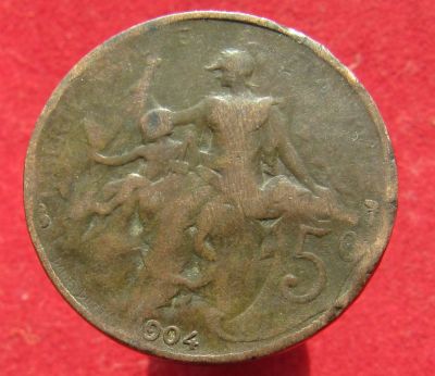 Лот: 14858239. Фото: 1. Франция 5 сантимов, 1904г. Остальные страны