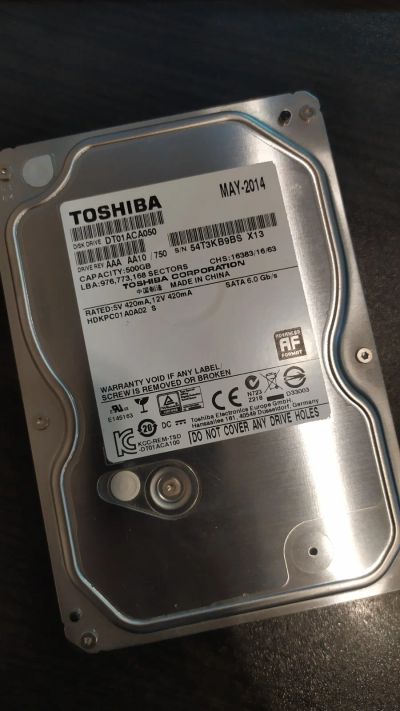 Лот: 16608398. Фото: 1. Toshiba DT01ACA050 500Gb Жесткий... Жёсткие диски (HDD)