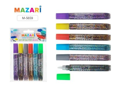 Лот: 16069712. Фото: 1. Гель "Mazari" с блестками 6цв... Для рукоделия