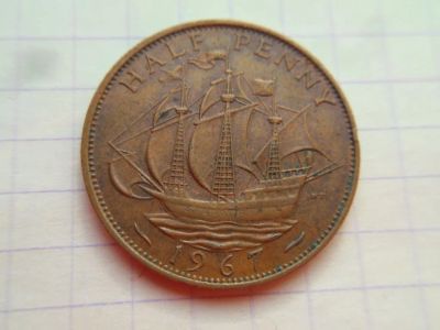 Лот: 23320531. Фото: 1. Великобритания 1/2 пенни 1967. Великобритания и острова