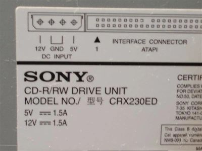 Лот: 1076149. Фото: 1. SONY CD-R/RW DRIVE CRX230ED. Приводы CD, DVD, BR, FDD